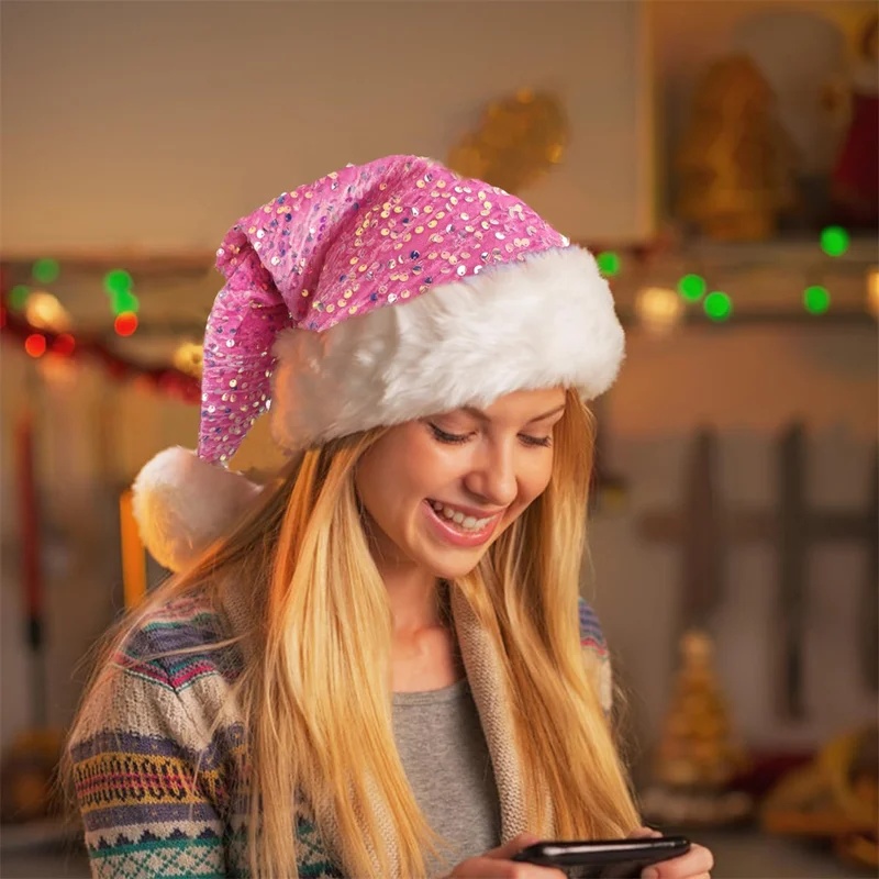 Chapéu de Natal de Lantejoulas - Santa Hat Plush avaliação e preço